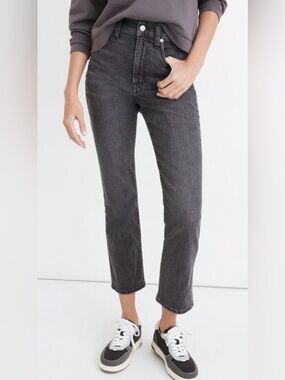 Madewell Slim Demi-Boot Washed Black Charcoal Straight Jeans Size 29